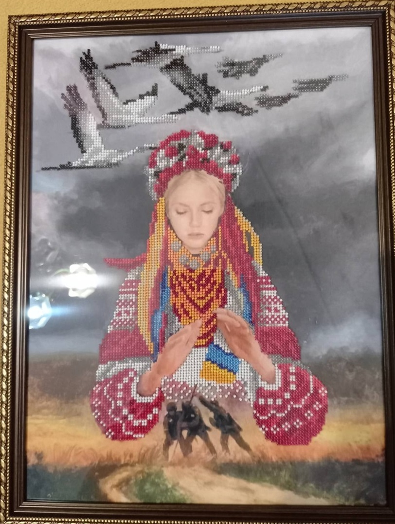 Картина, яку Оксана Благодарна вишила і подарувала родичам в Бельгію