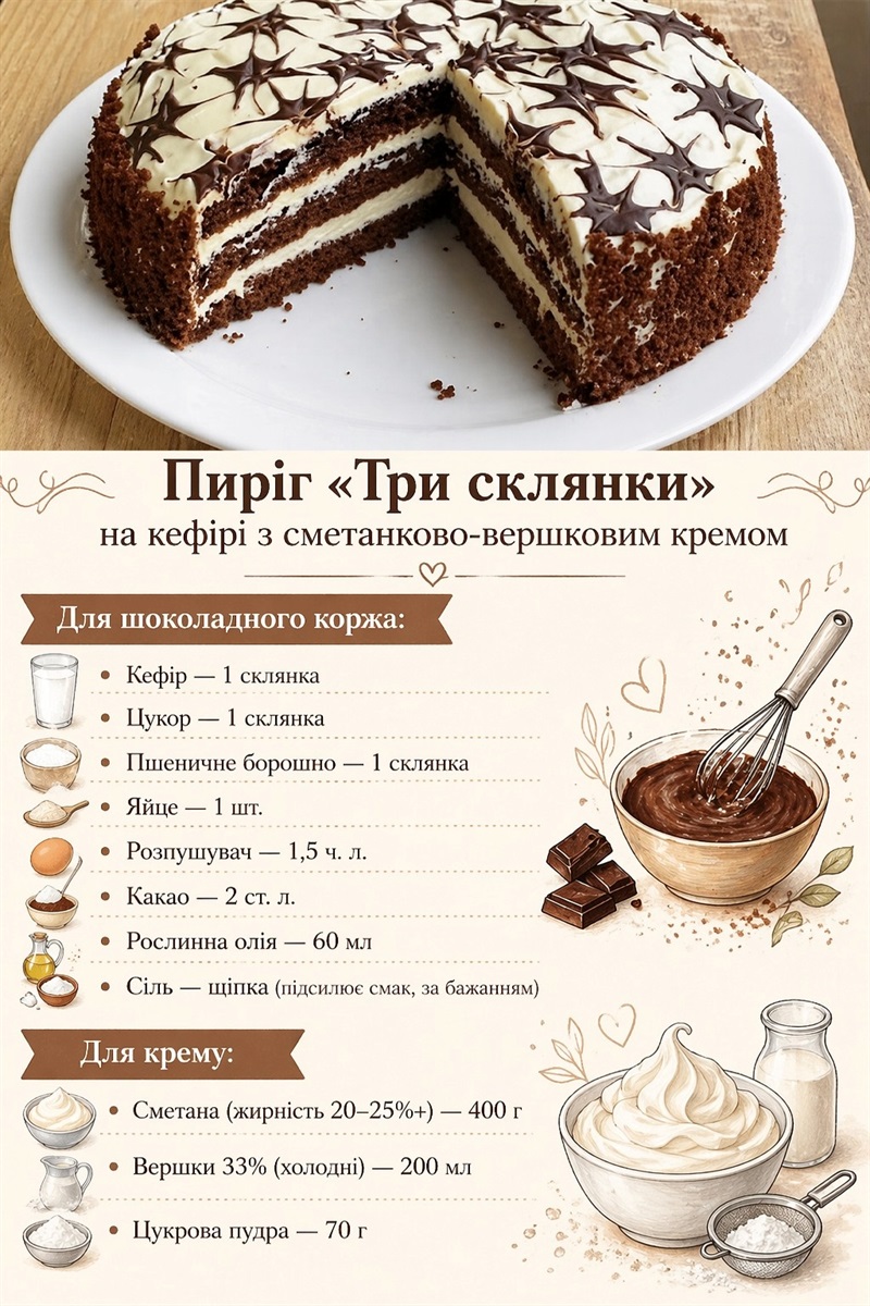 Готуємо сьогодні: пиріг «Три склянки»